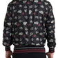 Dolce & Gabbana Black Ring Print Silk Crewneck Sweater