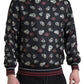 Dolce & Gabbana Black Ring Print Silk Crewneck Sweater