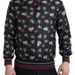 Dolce & Gabbana Black Ring Print Silk Crewneck Sweater