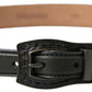 Ermanno Scervino Black Leather Metal Buckle Cintura Belt