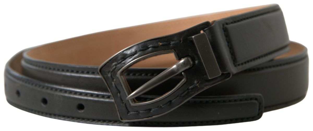 Ermanno Scervino Black Leather Metal Buckle Cintura Belt