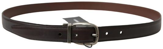 Dolce & Gabbana Brown Leather Metal Buckle Men Cintura Belt