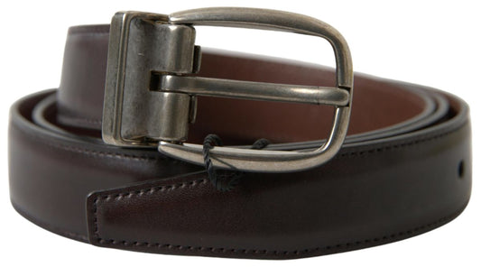 Dolce & Gabbana Brown Leather Metal Buckle Men Cintura Belt