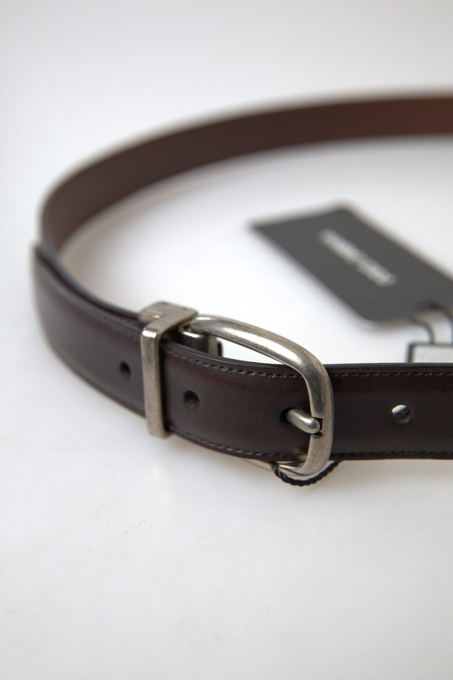 Dolce & Gabbana Brown Leather Metal Buckle Men Cintura Belt