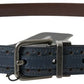 Dolce & Gabbana Blue Leather Perforated Metal Buckle Belt