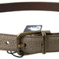 Dolce & Gabbana Beige Leather Gold Metal Buckle Men Belt