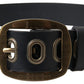 Dolce & Gabbana Black Leather Gold Metal Buckle Men Belt