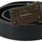 Dolce & Gabbana Black Leather Antique Logo Buckle Belt