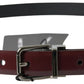 Dolce & Gabbana Bordeaux Leather Silver Metal Buckle Belt