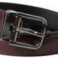 Dolce & Gabbana Bordeaux Leather Silver Metal Buckle Belt