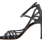 Dolce & Gabbana Black Silver Rhinestone Stiletto Sandals Shoes