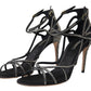 Dolce & Gabbana Black Silver Rhinestone Stiletto Sandals Shoes