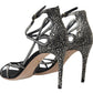 Dolce & Gabbana Black Silver Rhinestone Stiletto Sandals Shoes