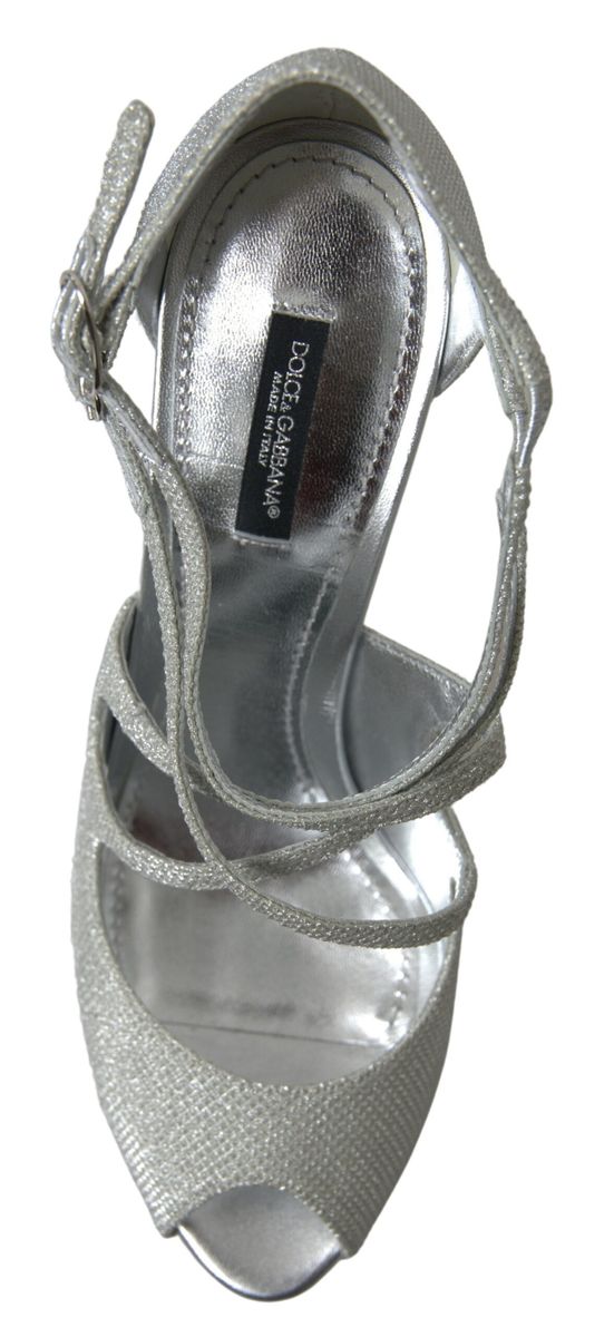 Dolce & Gabbana Silver Shimmer Heels Sandals Shoes