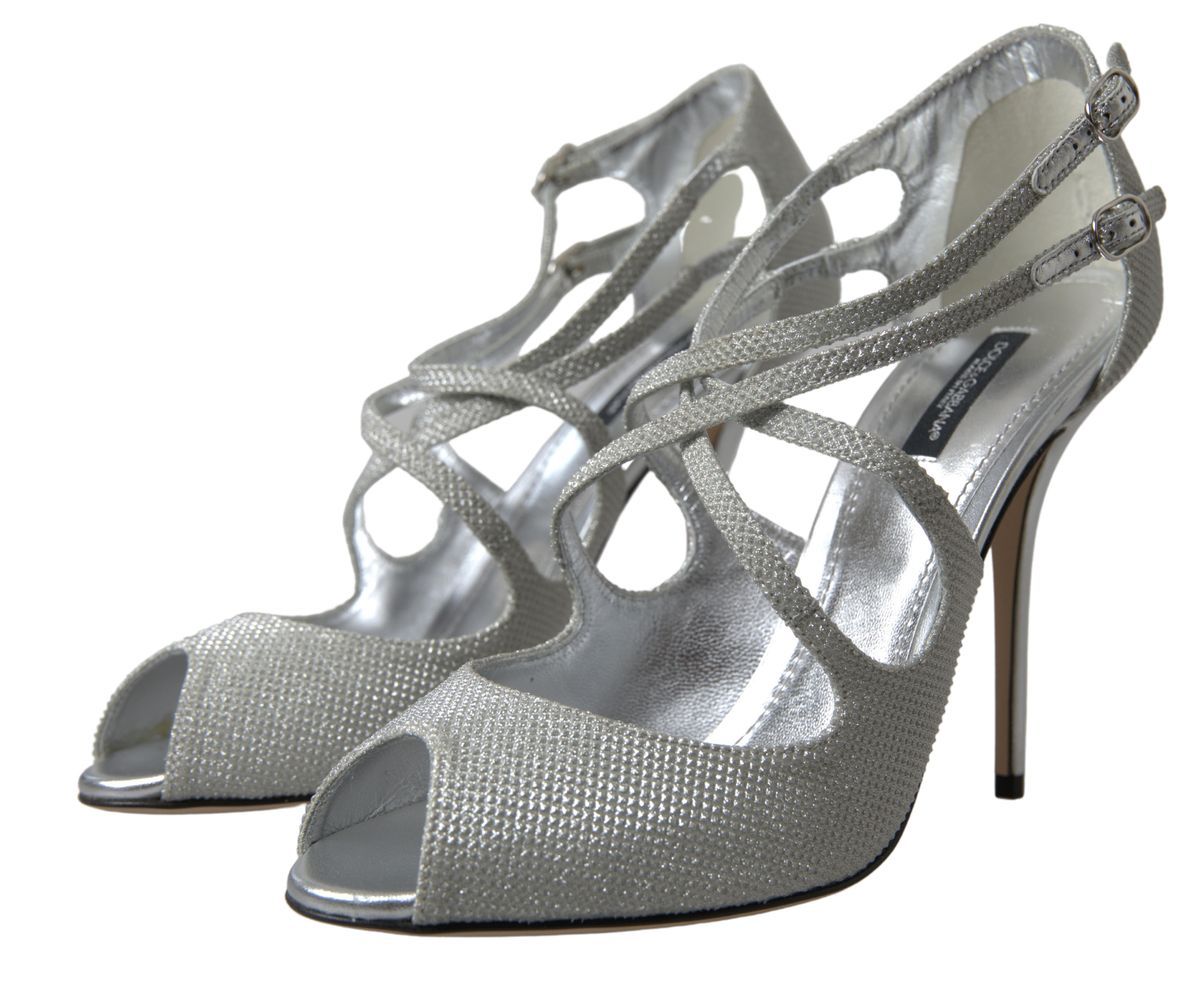 Dolce & Gabbana Silver Shimmer Heels Sandals Shoes