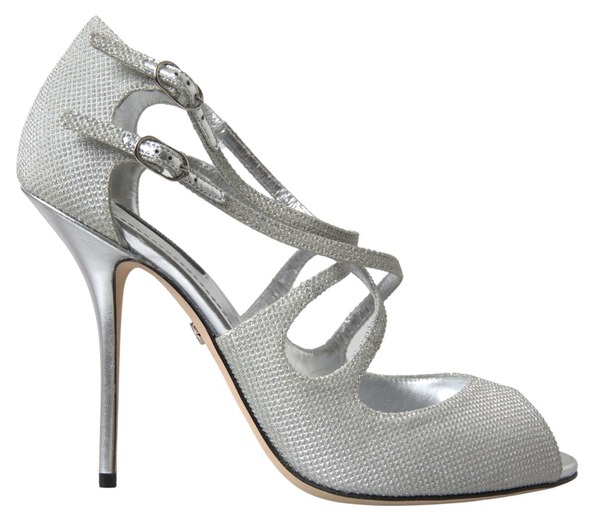 Dolce & Gabbana Silver Shimmer Heels Sandals Shoes