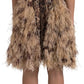 Dolce & Gabbana Brown Leopard Feather Chiffon Sleeveless Dress