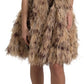 Dolce & Gabbana Brown Leopard Feather Chiffon Sleeveless Dress