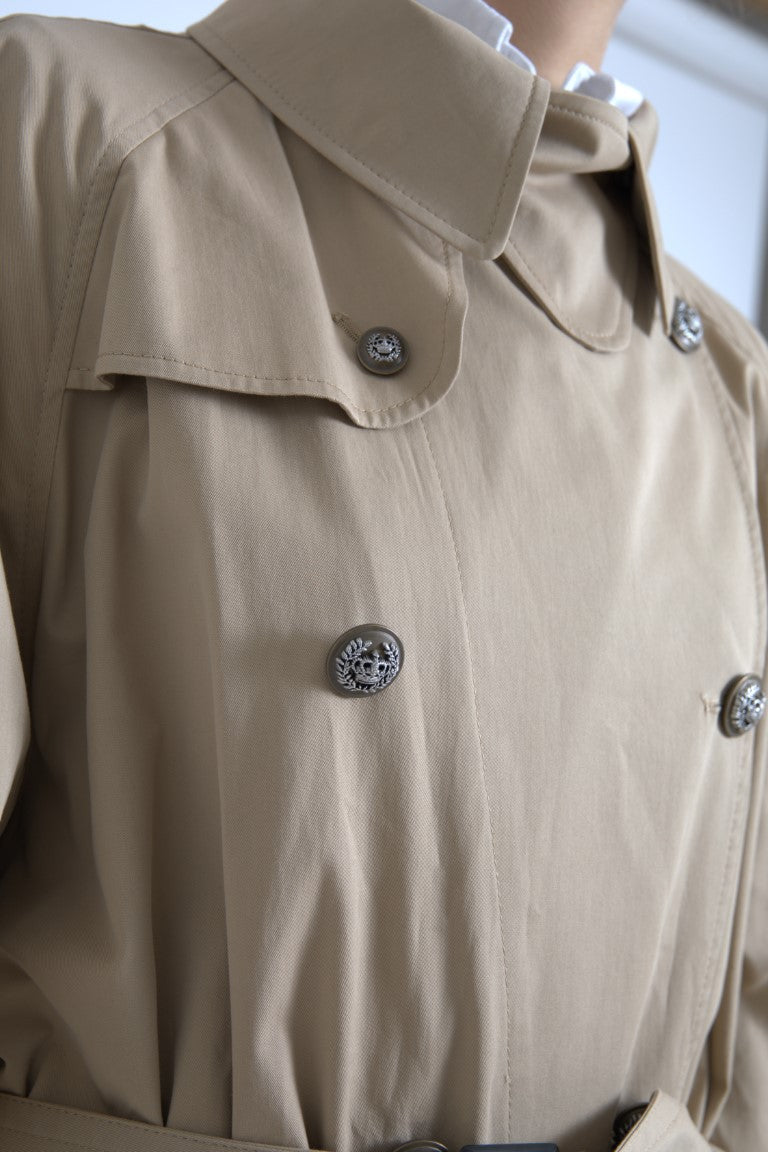 Dolce & Gabbana Khaki Double Breasted Trench Coat Jacket