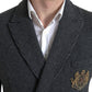 Dolce & Gabbana Gray Logo Embroidery Double Breasted Blazer