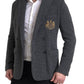 Dolce & Gabbana Gray Logo Embroidery Double Breasted Blazer