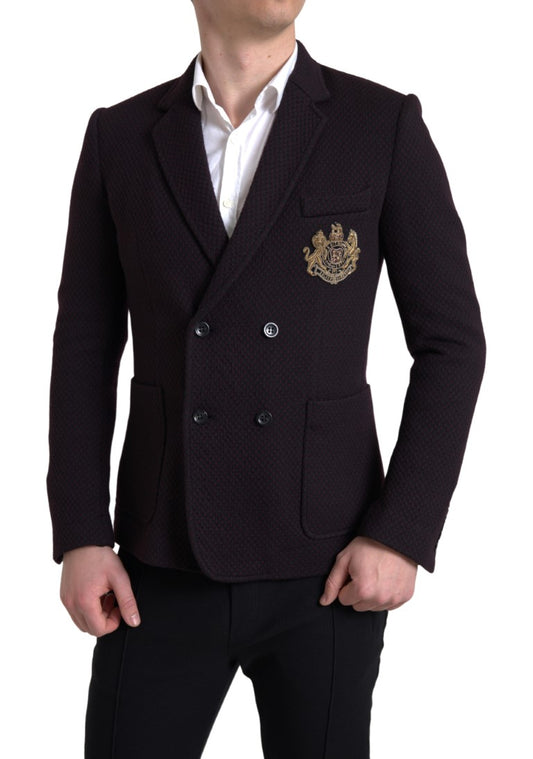 Dolce & Gabbana Black Logo Embroidery Double Breasted Blazer