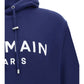 Balmain Blue Cotton Hoodie Sweatshirt