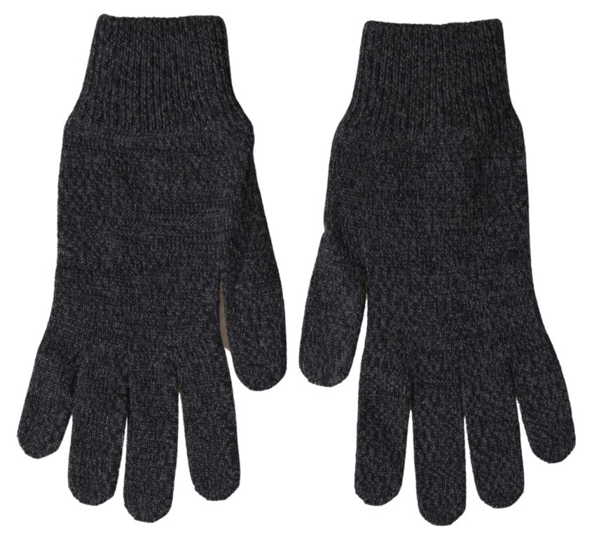 Dolce & Gabbana Gray Virgin Wool Knit Hands Mitten Men Gloves