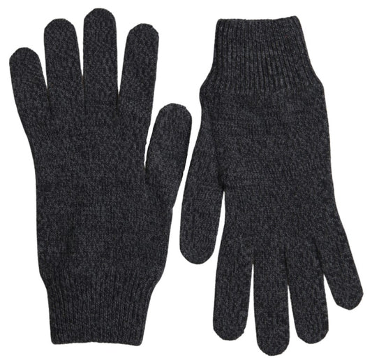 Dolce & Gabbana Gray Virgin Wool Knit Hands Mitten Men Gloves