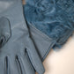 Dolce & Gabbana Blue Leather Fur Mid Arm Length Gloves