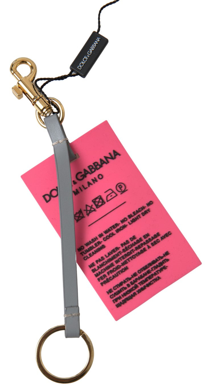 Dolce & Gabbana Pink Silicone DG Logo Gold Brass Keyring Women Keychain