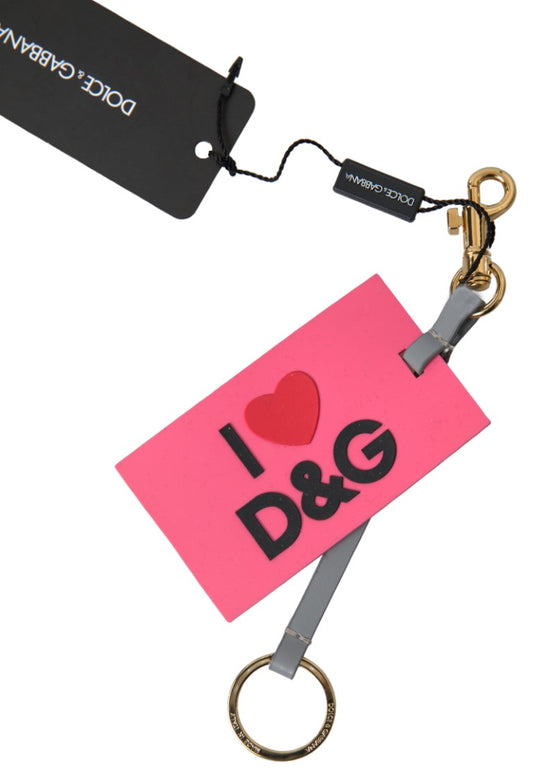 Dolce & Gabbana Pink Silicone DG Logo Gold Brass Keyring Women Keychain