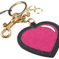 Dolce & Gabbana Black Fuchsia Heart Leather Gold Metal Keyring Keychain