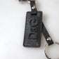 Dolce & Gabbana Black DG Logo Leather Silver Metal Keychain