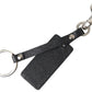 Dolce & Gabbana Black DG Logo Leather Silver Metal Keychain