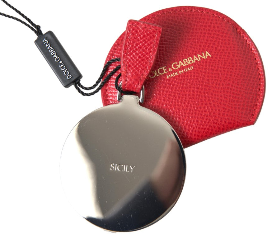 Dolce & Gabbana Red Calfskin Leather Hand Mirror Holder