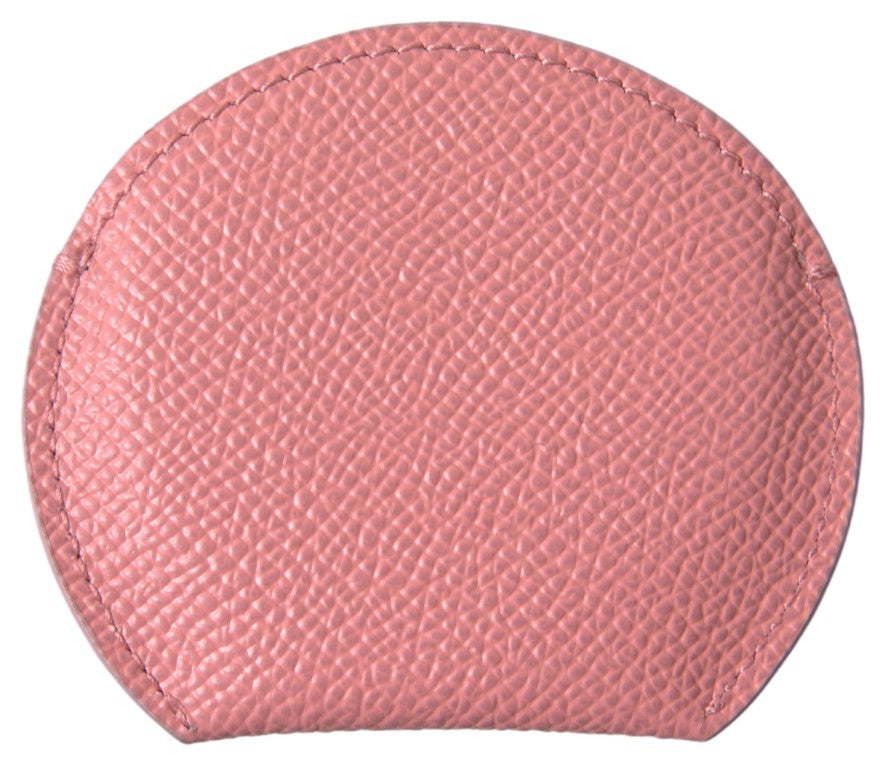 Dolce & Gabbana Pink Calfskin Leather Round Mirror Holder