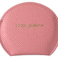 Dolce & Gabbana Pink Calfskin Leather Round Mirror Holder