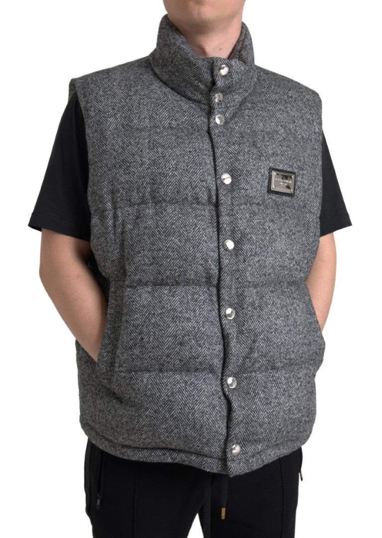 Dolce & Gabbana Gray Wool Padded Vest Jacket