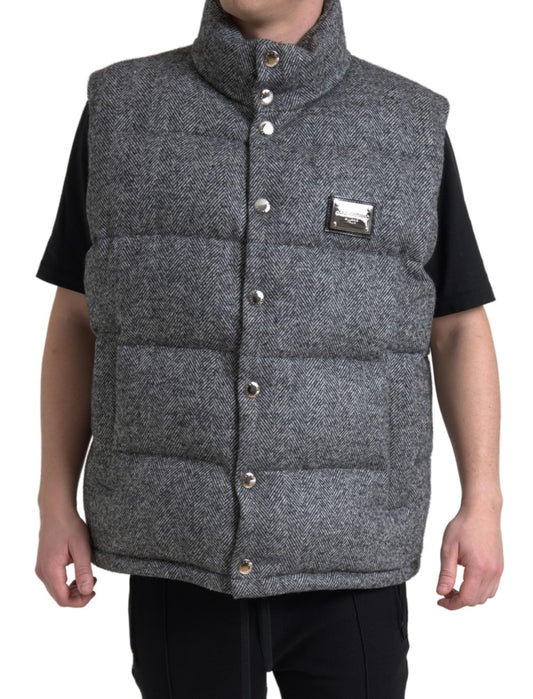 Dolce & Gabbana Gray Wool Padded Vest Jacket