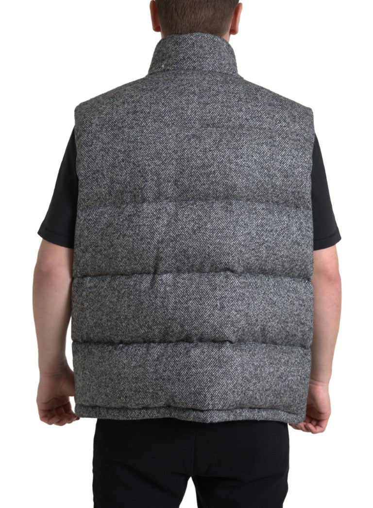 Dolce & Gabbana Gray Wool Padded Vest Jacket