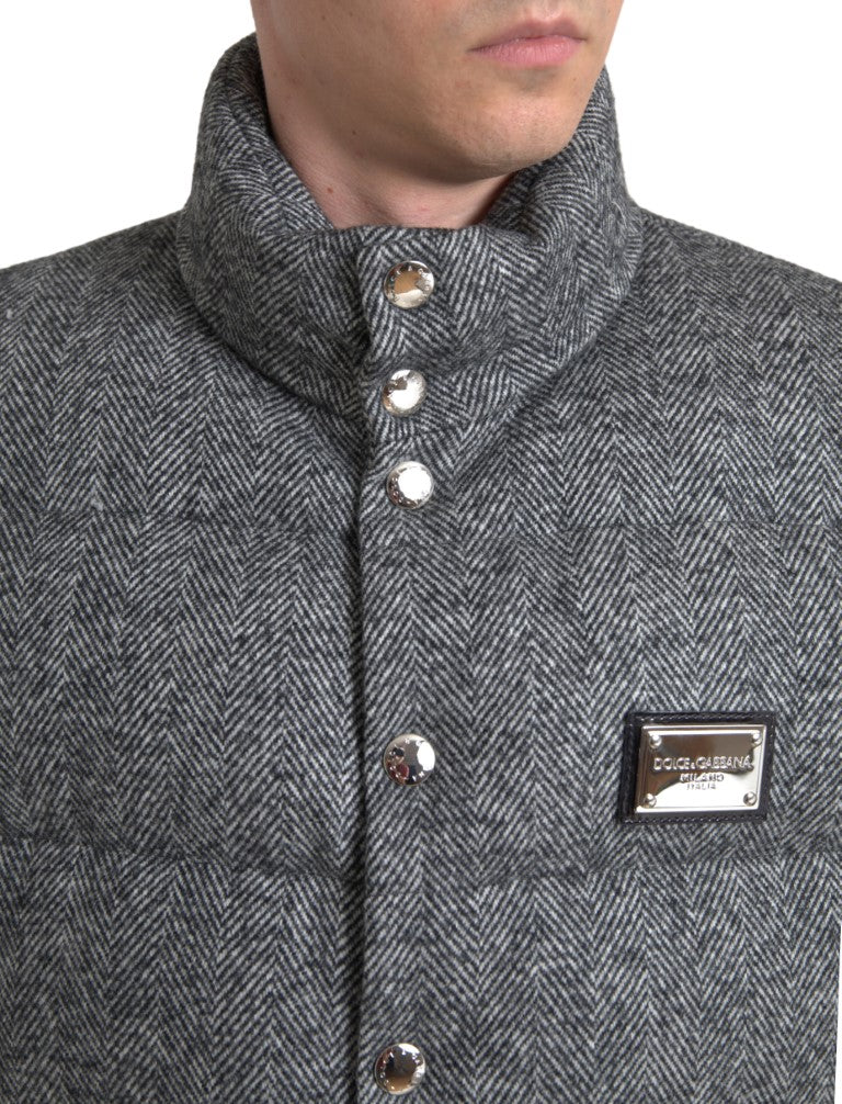 Dolce & Gabbana Gray Wool Padded Vest Jacket