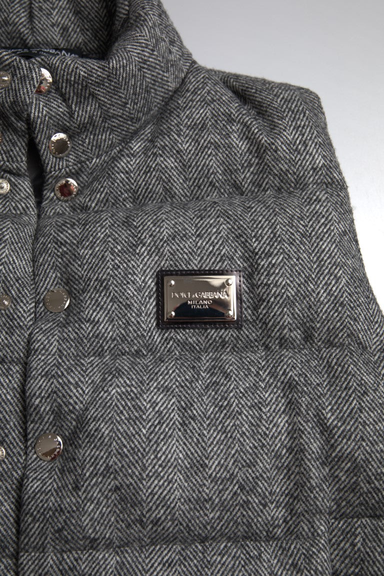 Dolce & Gabbana Gray Wool Padded Vest Jacket