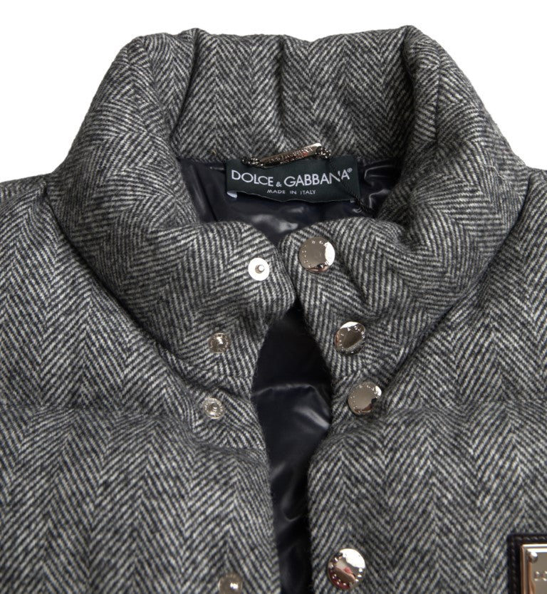 Dolce & Gabbana Gray Wool Padded Vest Jacket