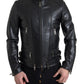 Dolce & Gabbana Black Leather Zipper Coat Men Jacket