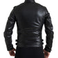 Dolce & Gabbana Black Leather Zipper Coat Men Jacket