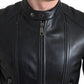 Dolce & Gabbana Black Leather Zipper Coat Men Jacket