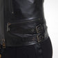 Dolce & Gabbana Black Leather Zipper Coat Men Jacket