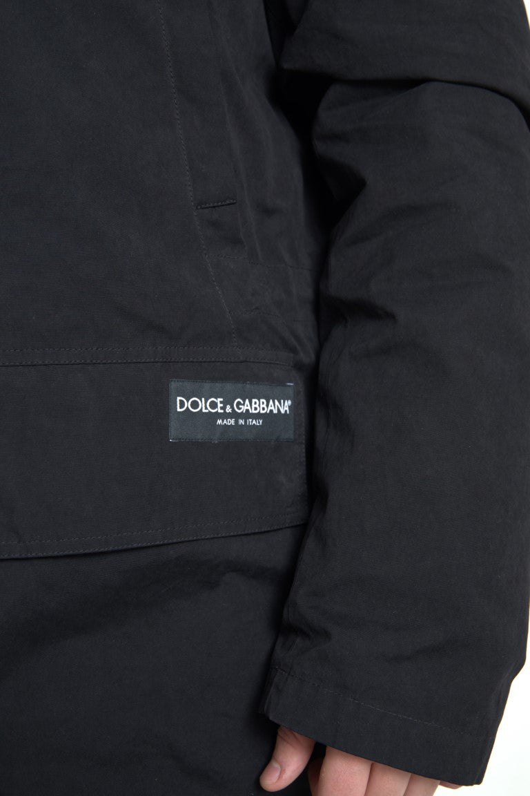 Dolce & Gabbana Black Hooded Trench Jacket