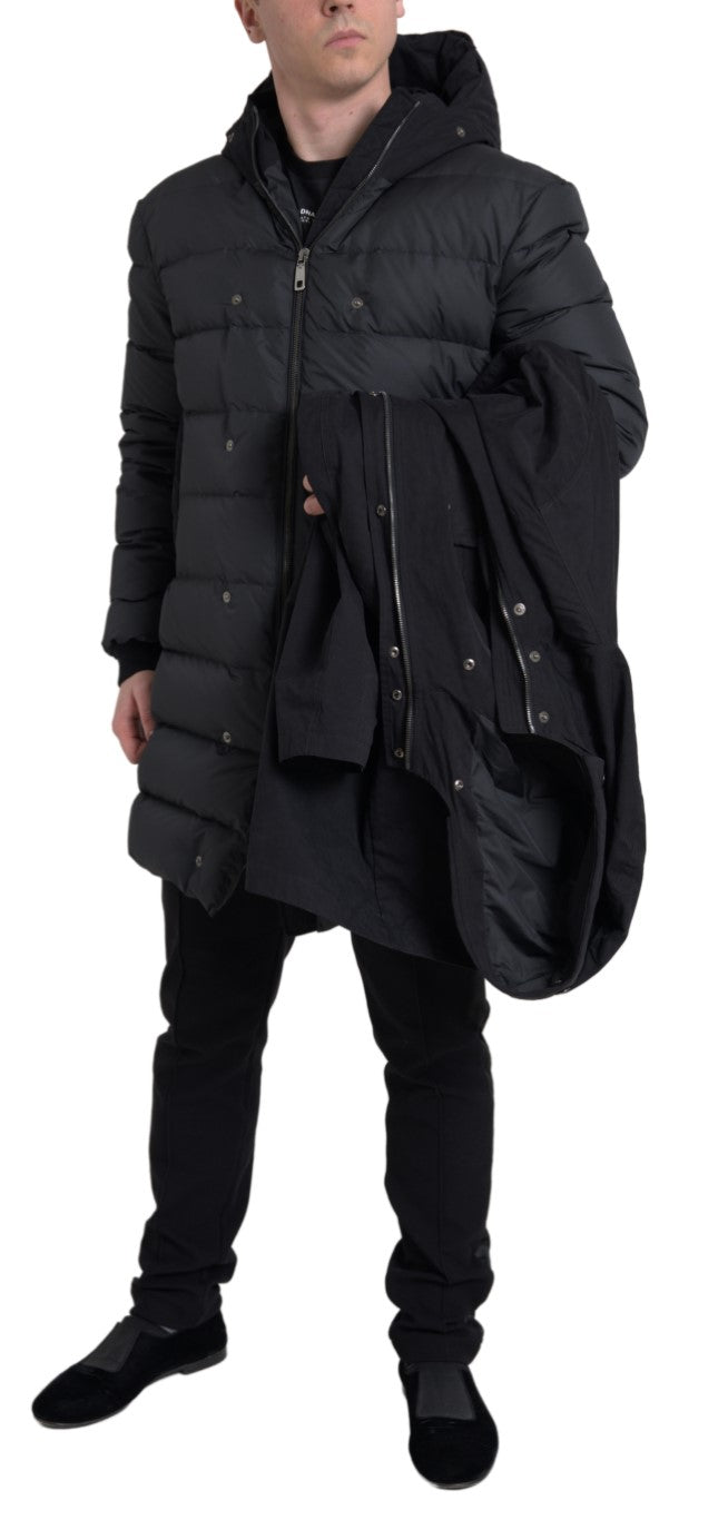 Dolce & Gabbana Black Hooded Trench Jacket